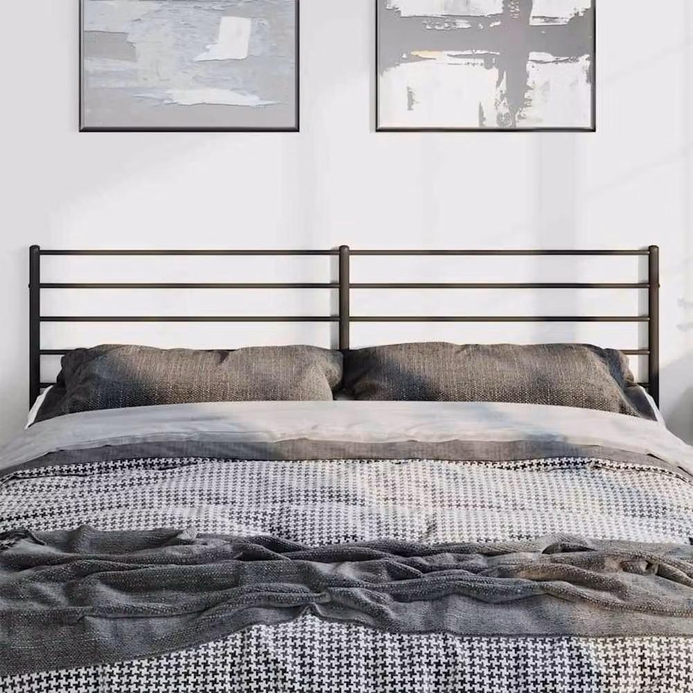 Berkfield Home Industrial Metal Headboard in Matt Black, Width: 180 cm – 2