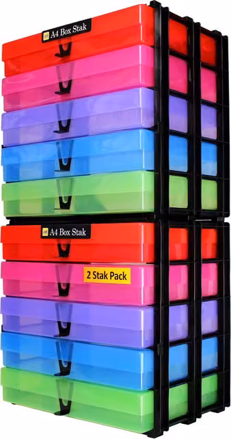 WestonBoxes Stackable A4 Craft Storage Unit with Handles, 2 Pack – 1
