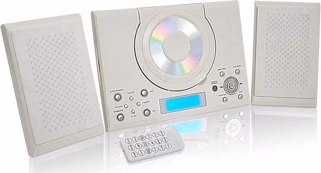 Grouptronics CD Player Radio with Clock Alarm and USB in White