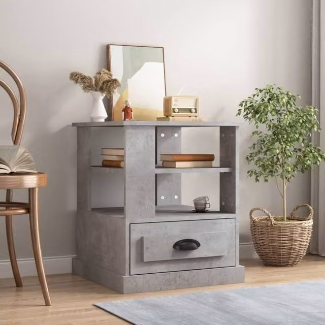 Berkfield Home Side Table in Grey MDF, W/D/H: 50 x 50 x 60 cm – 1