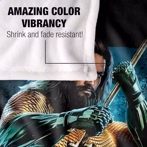 LOGOVISION Aquaman Movie Trident Super Soft Silky Touch Fleece Throw Blanket, Multicolour, W: 91.44 cm x H: 147 cm – 3