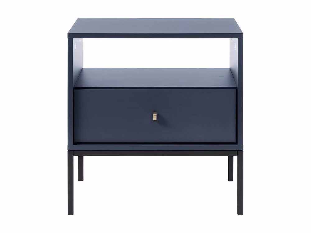 Vente-unique Bogdan Bedside Table with 1 Drawer and 1 Compartment in Midnight Blue – 2