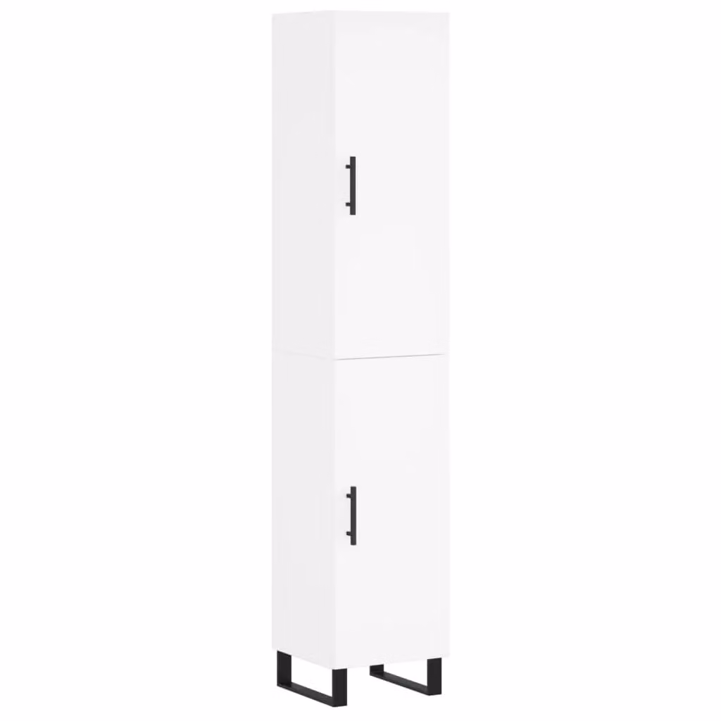 Berkfield Home White Matt Highboard with Hinged Doors and Internal Shelves, W/D/H: 34.5 x 34 x 180 cm – 2