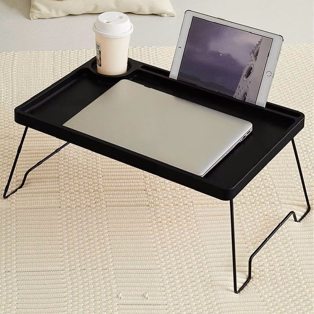 EONLION Black Folding Lap Desk with Metal Legs and Rectangular Top – 4