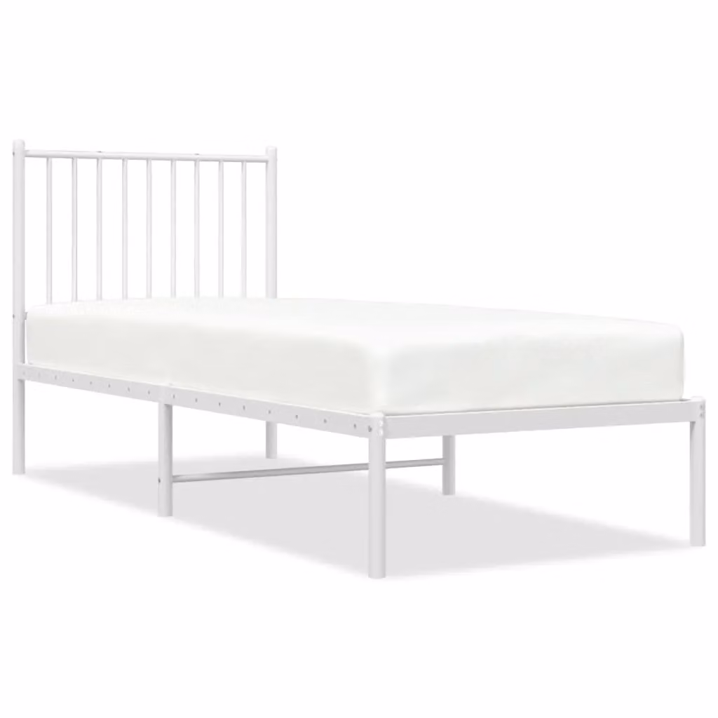 Berkfield Home Metal Bed Frame with Headboard in White, W/D/H: 75 x 190 cm – 2