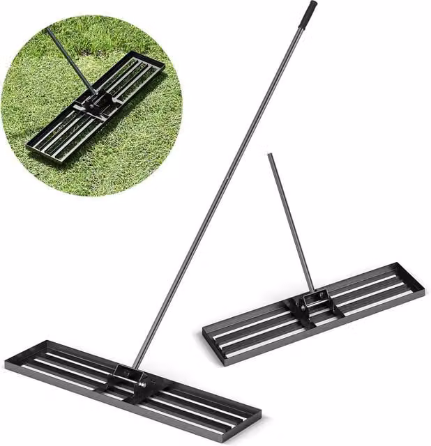 COSTWAY Manual Lawn Leveling Rake in Black, W: 106 cm