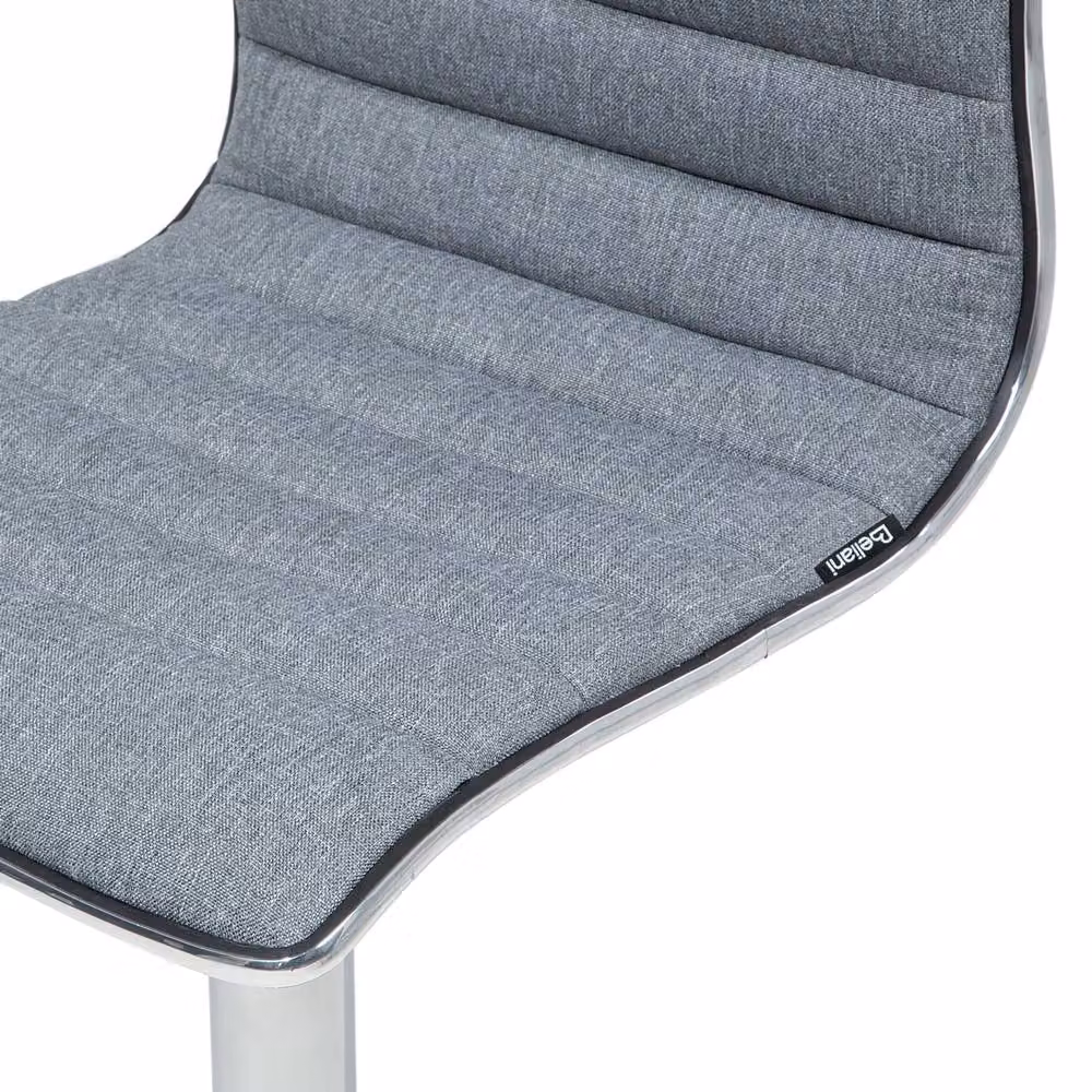 Wyld Haus Grey Fabric Bar Chairs Set of 2 with Chrome Metal Frame and 360 Degree Swivel – 3