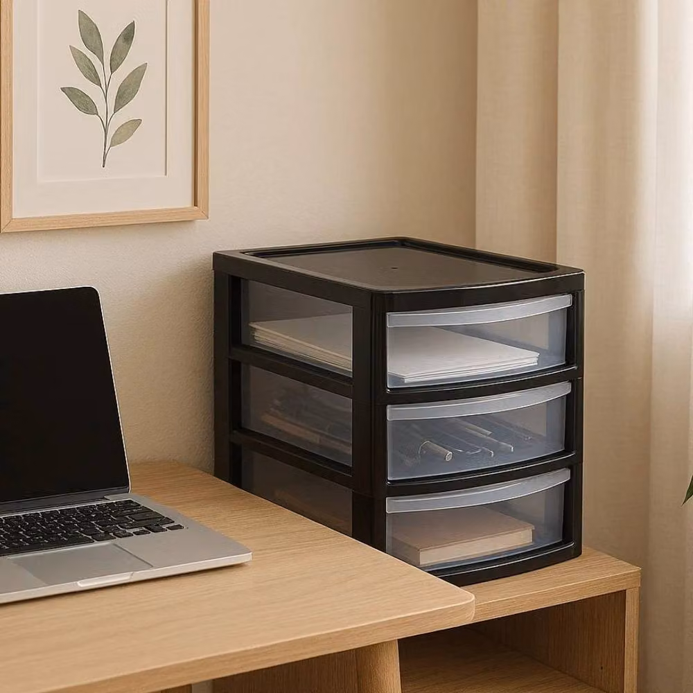 Kelvenix A4 3 Drawer Plastic Storage Unit in Black, W/D/H: 35.0 x 38.0 x 28.0 cm – 3