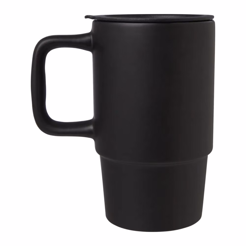 Floso Carter Ceramic Travel Mug with Lid, Black, 450 ml – 4