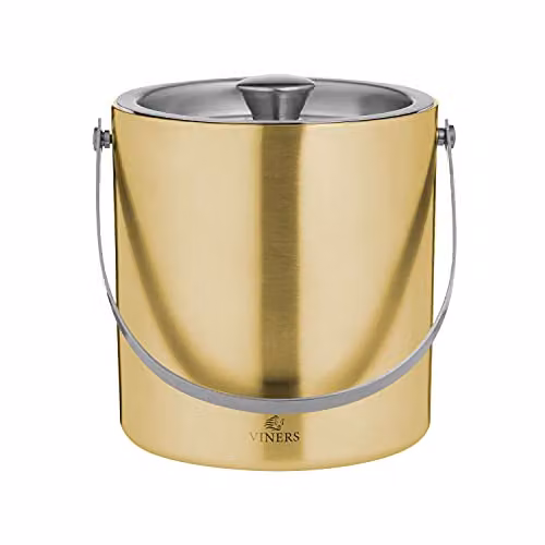 Viners Double Wall Stainless Steel Ice Bucket with Lid in Gold, 1.5 l