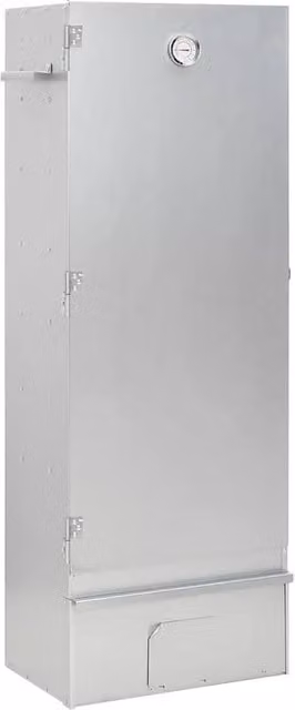 Berkfield Home Vertical BBQ Oven Smoker with Table in Silver and Black Galvanised Steel with Thermometer, W/D/H: 110 x 39 x 29 cm