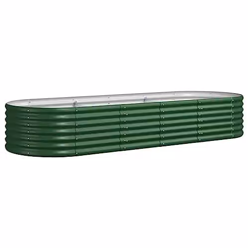 vidaXL Powder Coated Steel Planter Tub, Green, W: 224 cm, D: 80 cm, H: 36 cm
