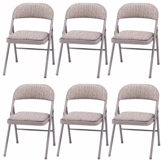 Bravich Modern Padded Folding Dining Chair in Beige Multicolour Fabric with Metal Frame