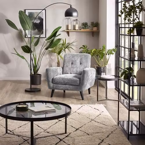 Julian Bowen Monza Dove Grey Retro Armchair in Fabric – 3