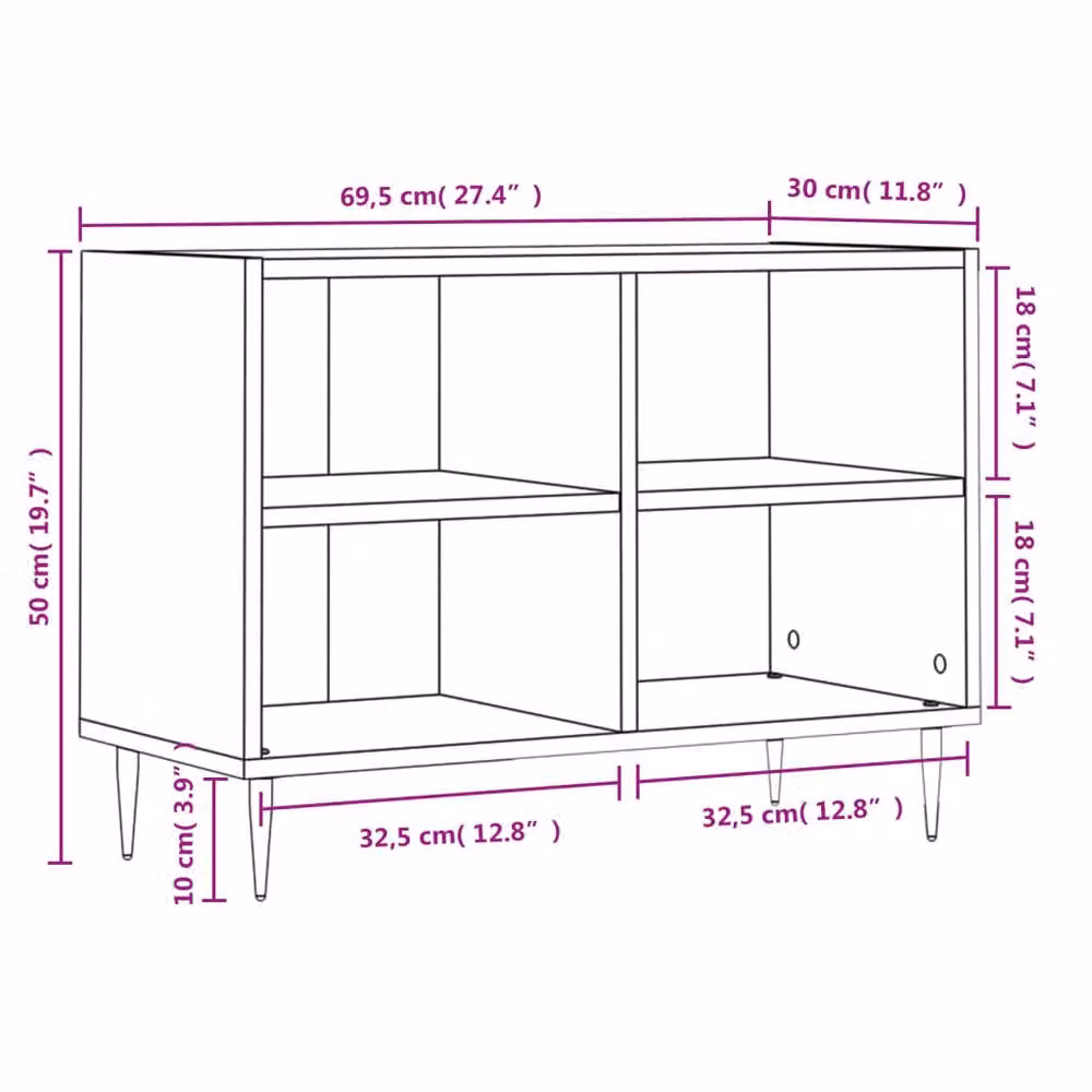 Berkfield Home Industrial TV Cabinet in Concrete Grey, W: 69.5 cm, D: 30 cm, H: 50 cm – 4