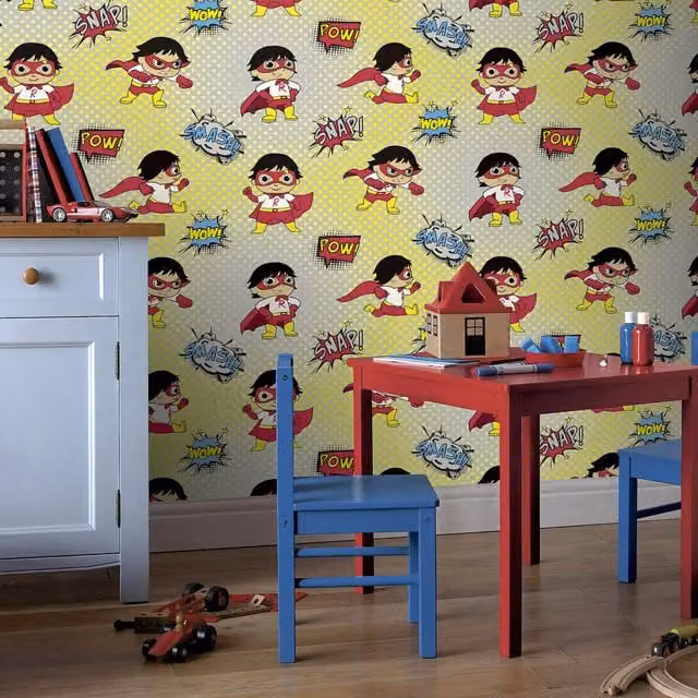 Arthouse Super Ryans World Multicolour and Silver Childrens Cartoon Wallpaper