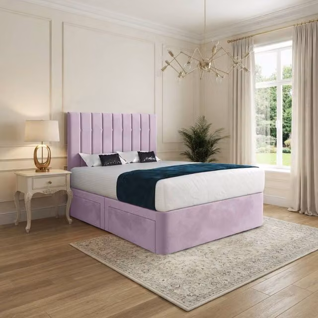 Casani Limpsfield Modern Pink Velvet Upholstered Bed Frame with Drawers W/D/H: 152 x 180 x 137 cm