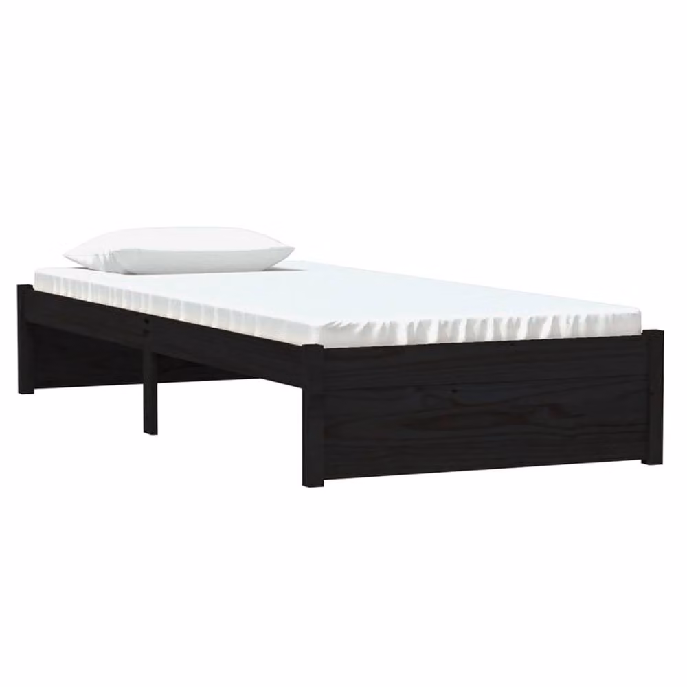 Berkfield Home Small Single Solid Wood Bed Frame in Black, W: 75 cm, L: 190 cm – 3
