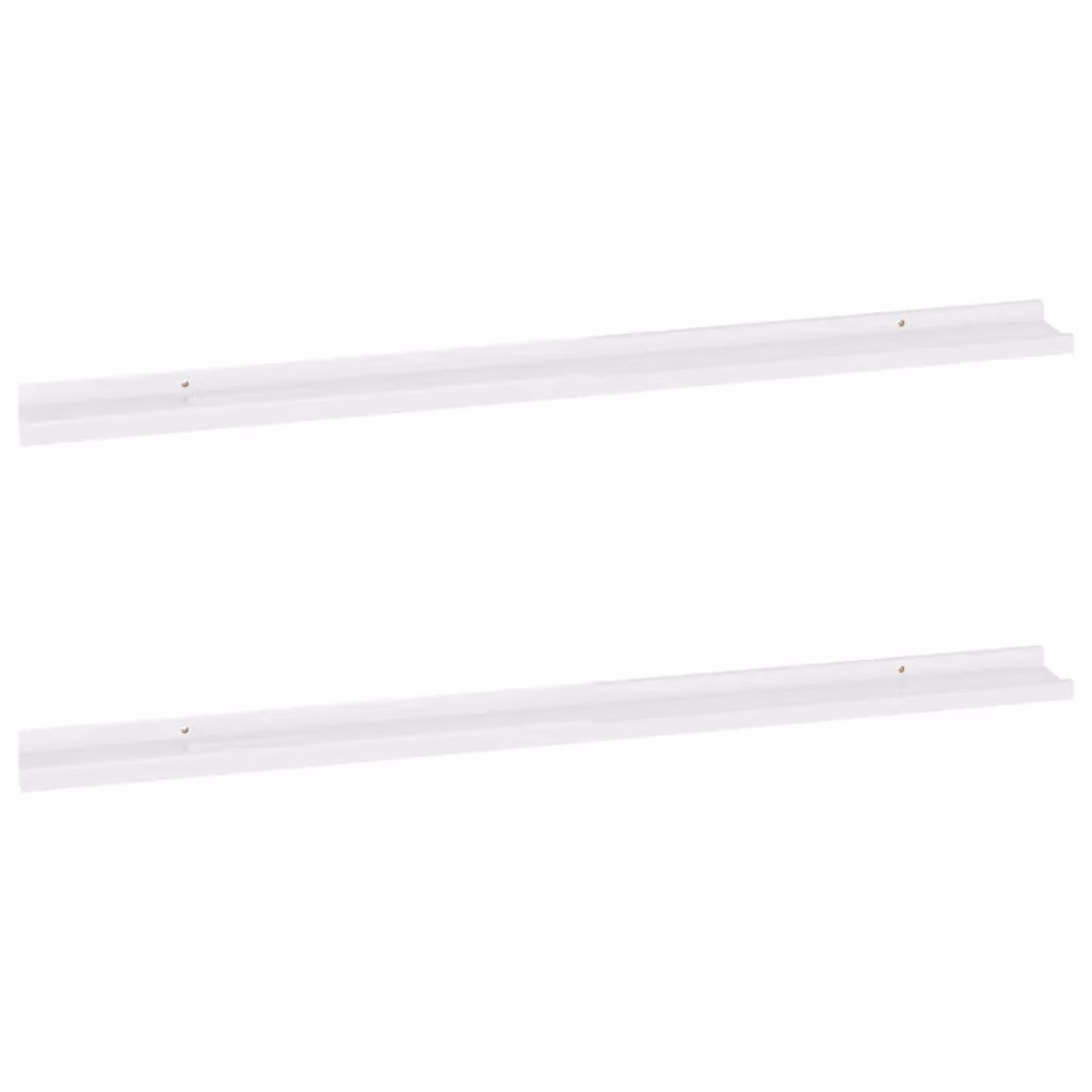 Berkfield Home Wall Mounted High Gloss White Shelves, 2 Pack, W/D/H: 115 x 9 x 3 cm – 2