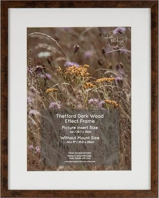 Thetford Modern Rectangular Single Wall Frame, Brown, W: 35.56 cm, H: 27.94 cm, D: 2.54 cm