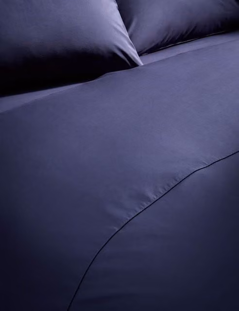 M&S Egyptian Cotton 230 Thread Count Percale Duvet Cover in Midnight Navy Blue