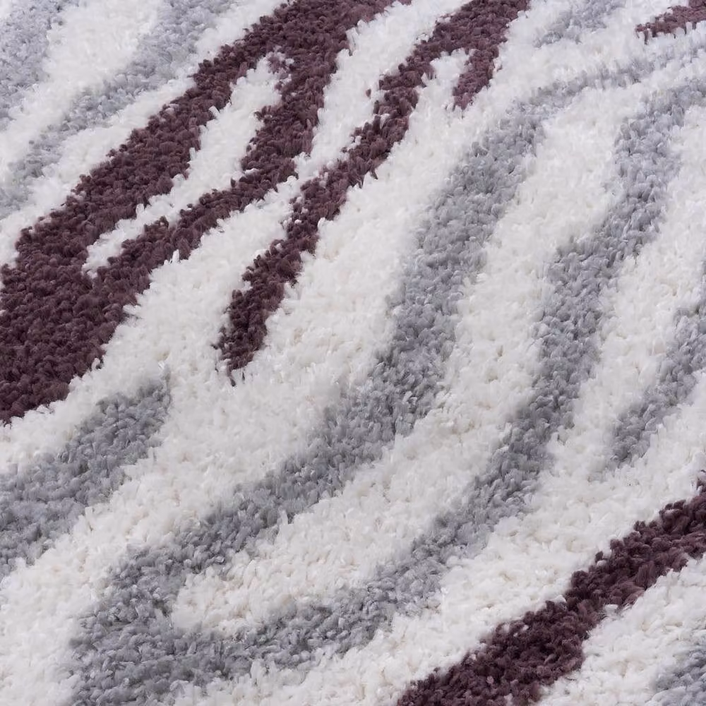 THE RUGS Moodi Abstract Design Shaggy Soft High Pile Living Room Rug in Purple, W: 200 cm, D: 290 cm – 3