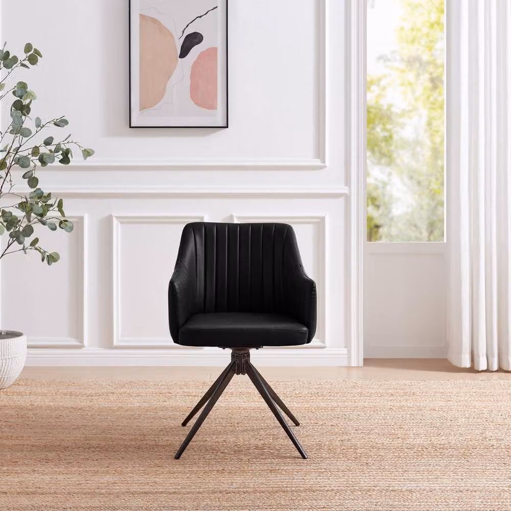 FurnitureboxUK Calla Black Faux Leather Swivel Office Chair – 2