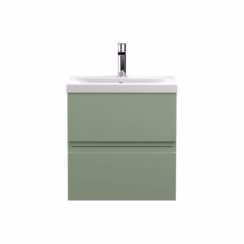 Balterley Mavesyn Wall Hung 2 Drawer Bathroom Vanity Unit with Basin, Matt Green, W/D/H: 51 x 39 x 54 cm – 2