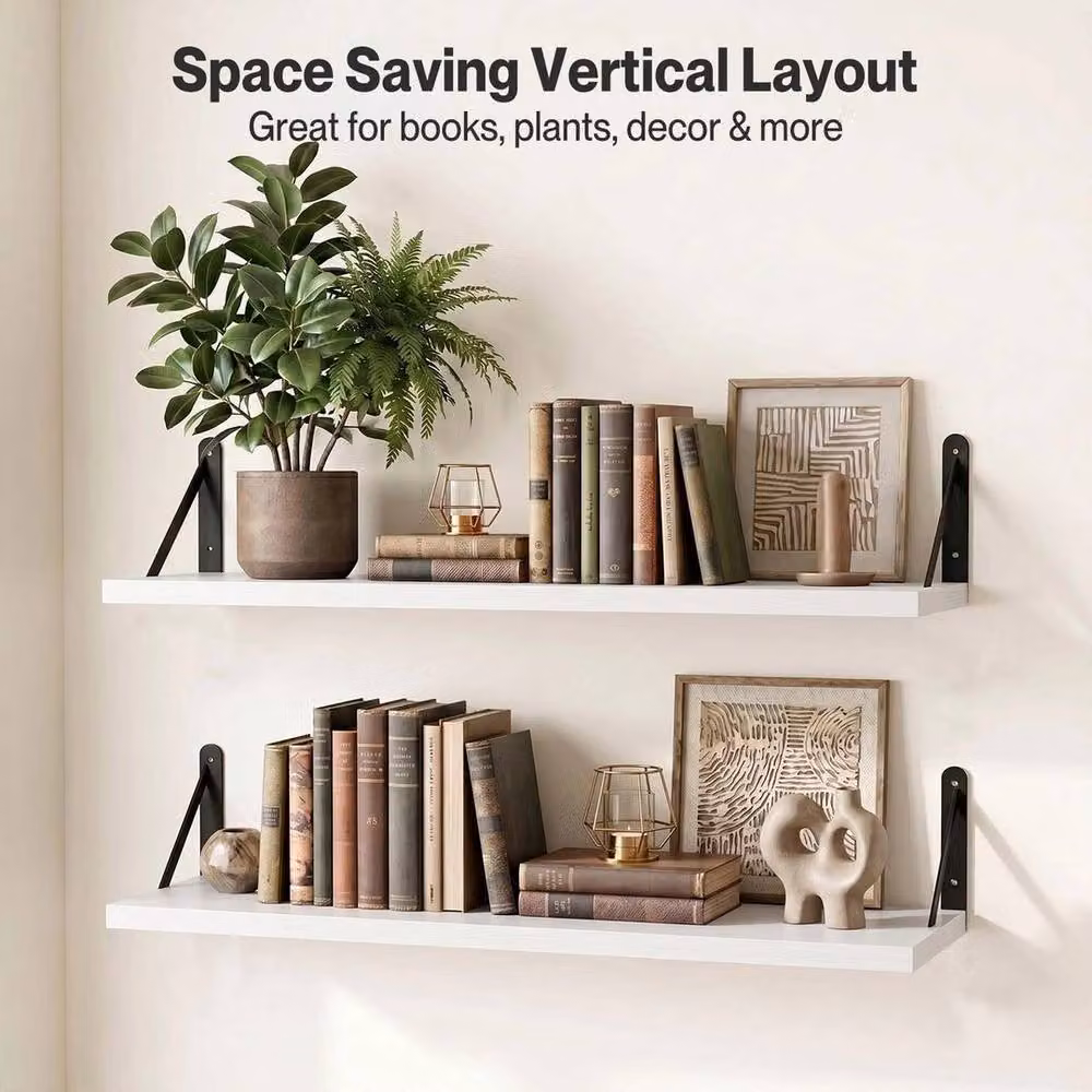 Kelvenix 2-Piece Wall Mounted Metal Shelves in White for Modern Kitchen Storage and Display – 2