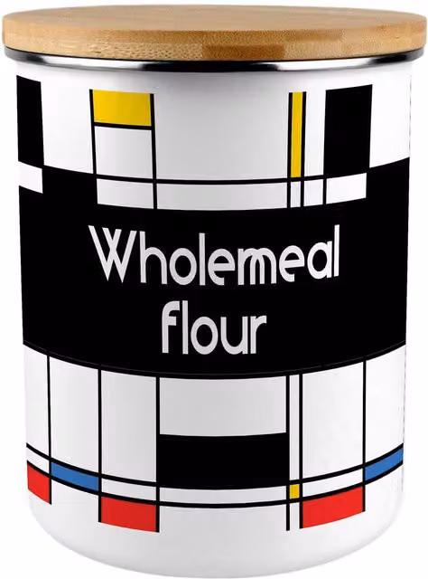 Purely Home Retro Art Deco Wholemeal Flour Canister, 2.7 l, Multicolour Enamel Kitchen Storage Tin – 2