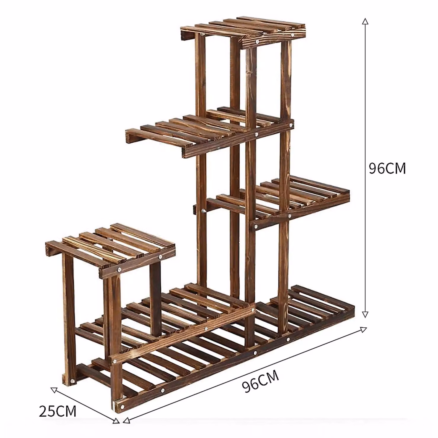 Neo 6 Tier Rustic Wooden Indoor Outdoor Plant Stand Display Rack in Brown, H: 96 cm, W: 6 cm – 4