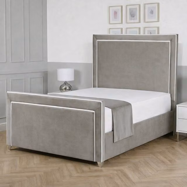 Living Comfort Bedz Verona Single Upholstered Gas Lift Storage Bed Frame in Light Grey