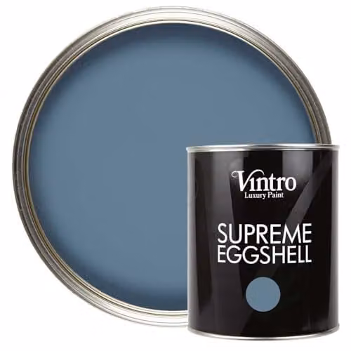 Vintro Chiswick House Blue Eggshell and Satin Paint for Walls, Wood and Trim, 1 Litre