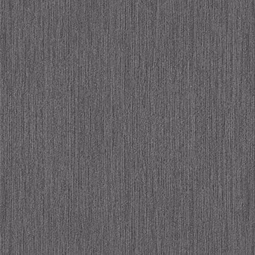 Muriva Indra Texture Charcoal Silver Wallpaper, Modern Abstract Washable Vinyl Roll in Anthracite, Silver and Grey