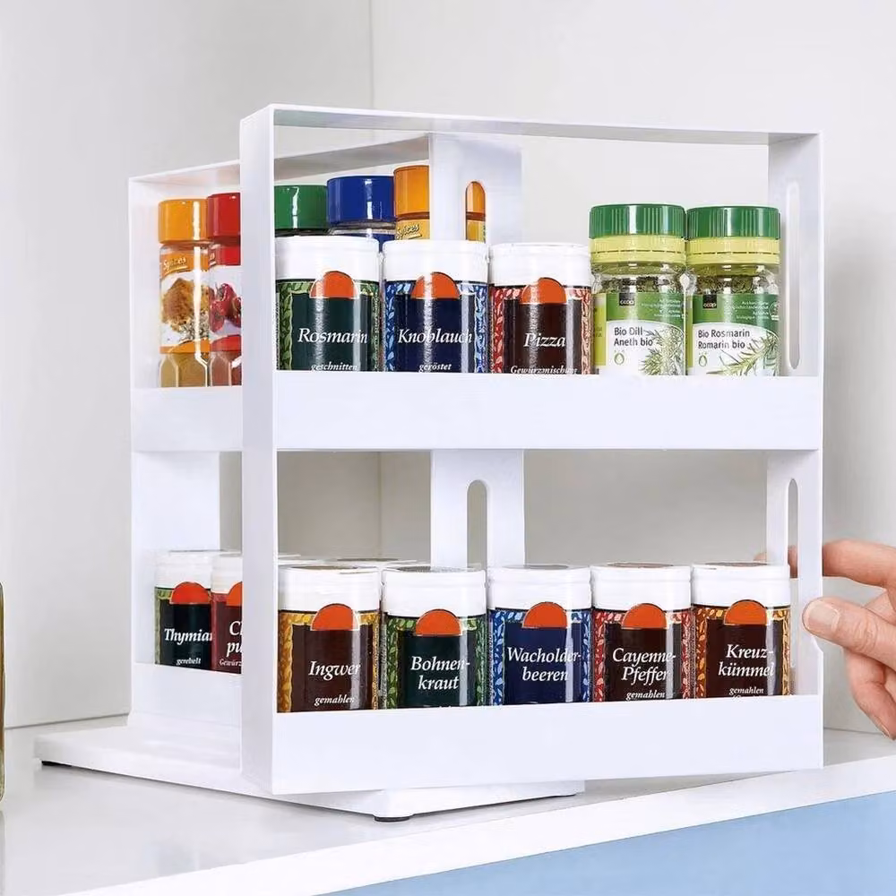 FORGEVIO 2-Tier Pull-Out Kitchen Spice Organiser in White – 2