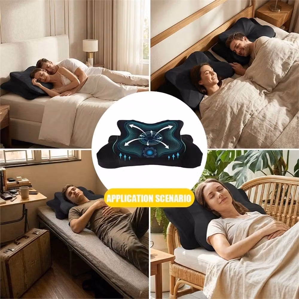 Nordara Butterfly Contoured Memory Foam Neck Pillow with Removable Breathable Silk Cover in Black – 4