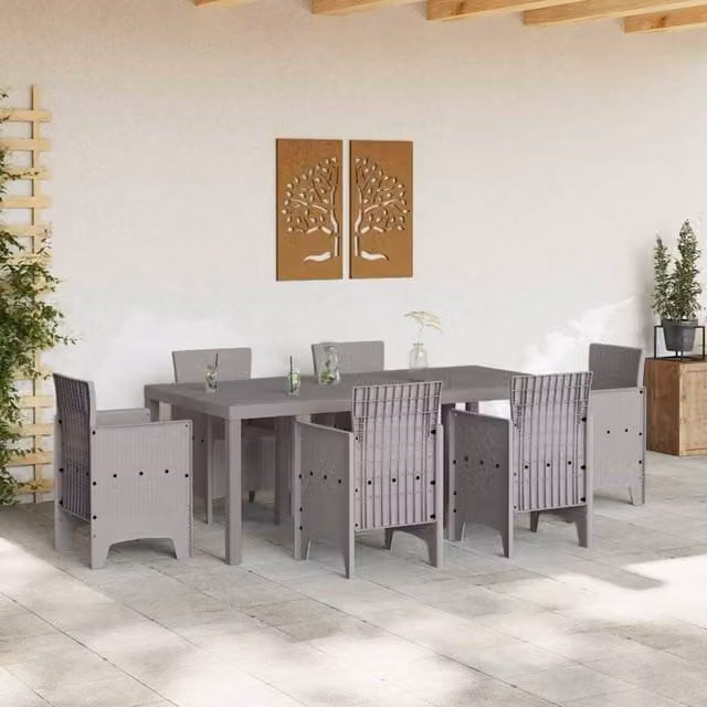 Berkfield Home Extendable Rectangular Garden Table in Light Grey Poly Rattan, W/D/H: 200 x 100 x 73 cm