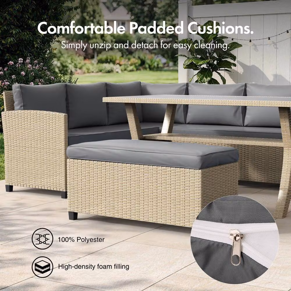 VonHaus Kos 9 Seater Rattan Garden Furniture Dining Set in Grey – 4