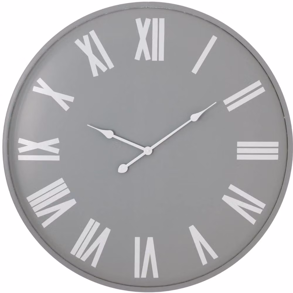 Wyld Haus Grey Round Metal Wall Clock with White Minimalist Design, Diameter: 50 cm – 2