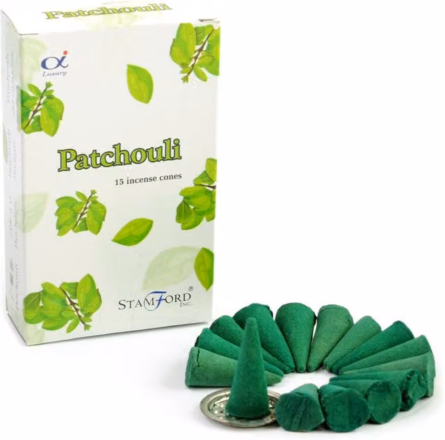 Stamford Premium Woody Incense Cones with Metal Tabletop Burner in White and Green