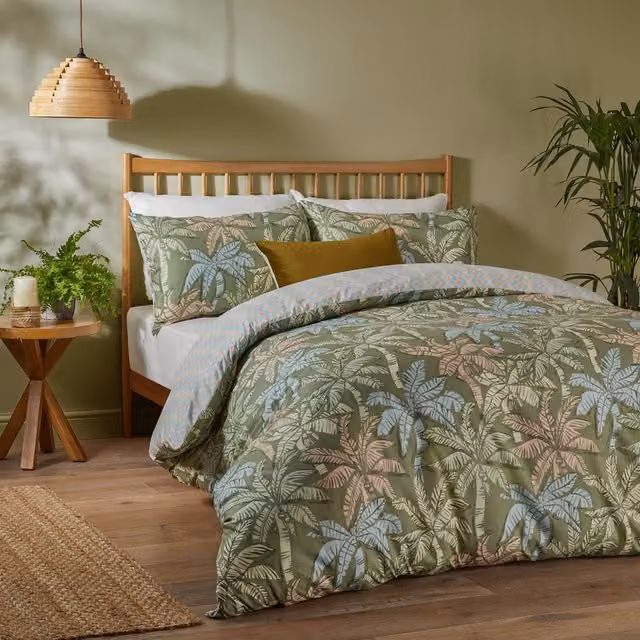 Make It A Home Kentia Printed Soft Touch Reversible Duvet Cover Set, Green, 90 x 200 cm