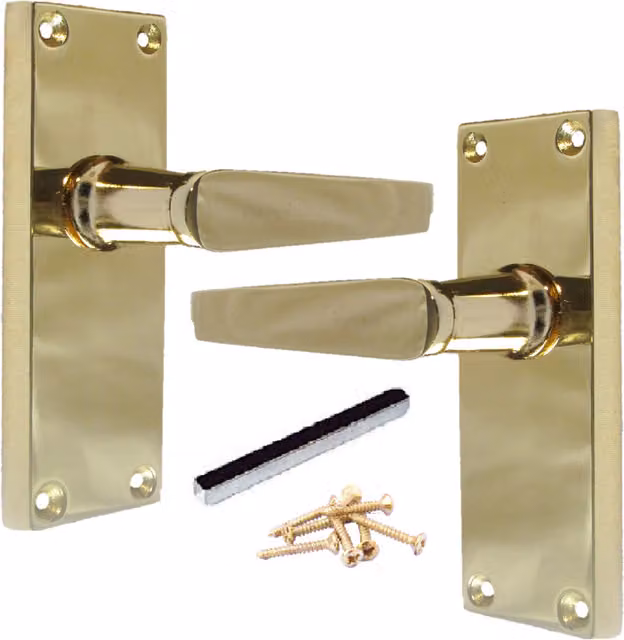 Betley Butterfly Long Backplate Door Handle Set in Brass