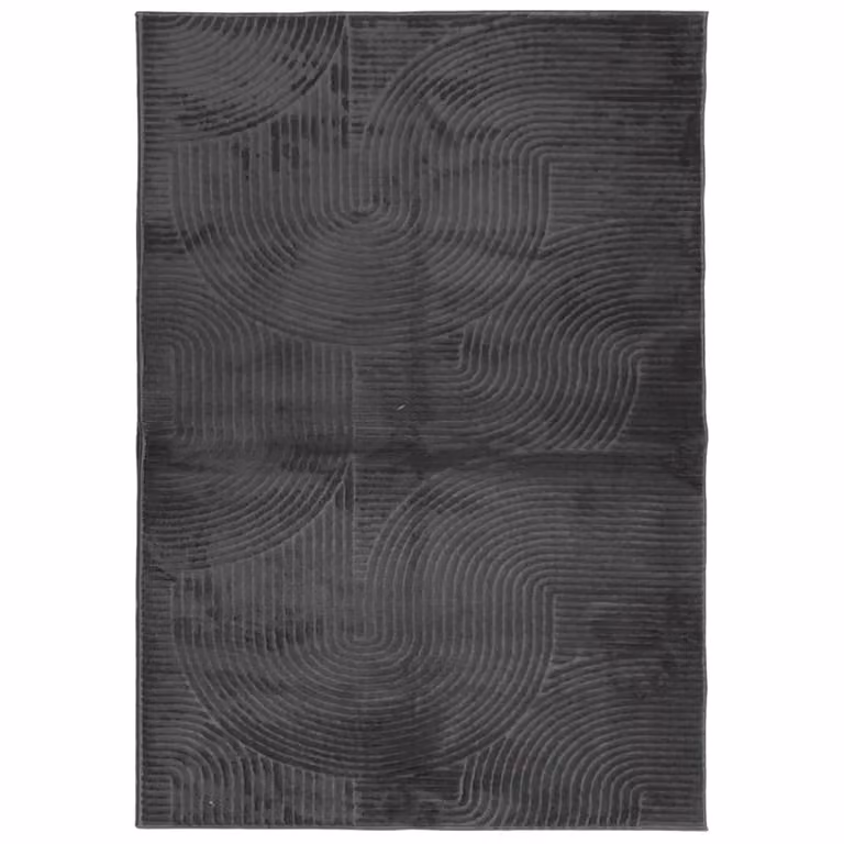 Berkfield Home IZA Short Pile Scandinavian Style Geometric Rug in Anthracite and Black, W/D/H: 140 x 200 cm