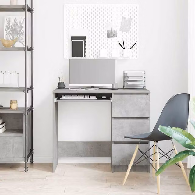 Berkfield Home Elegant Writing Desk in Grey MDF, W/D/H: 90 x 45 x 76 cm – 1