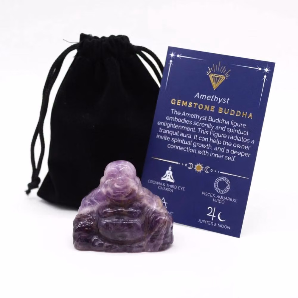 KDMD Amethyst Large Buddha Statue in Purple Stone for Tabletop Decor – 3