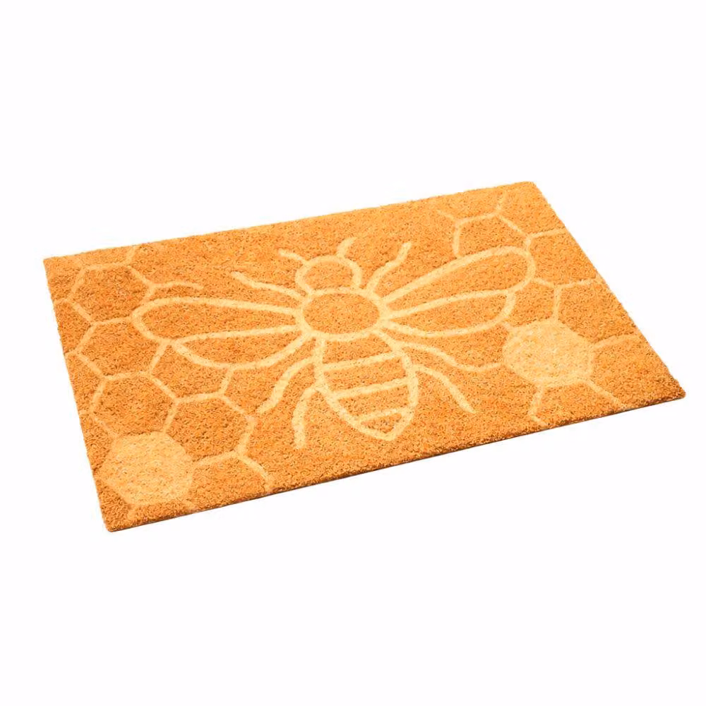 Marco Paul Heavy Duty Coir Door Mat with Honey Bee Design in Brown, W: 45 cm, D: 75 cm – 2