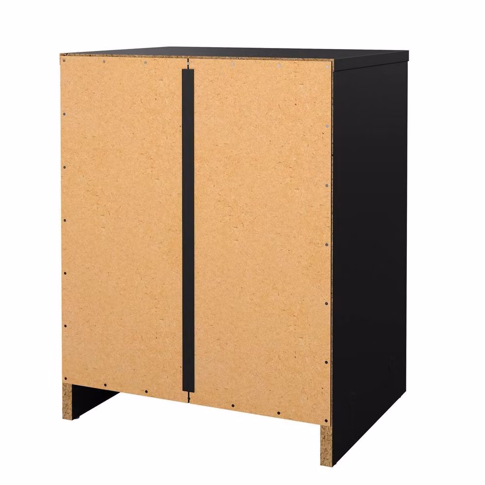 CALICOSY LISE Bedside Table with 1 Drawer and 1 Shelf in Black, W: 37.9 cm, H: 48.4 cm, D: 30.1 cm – 5