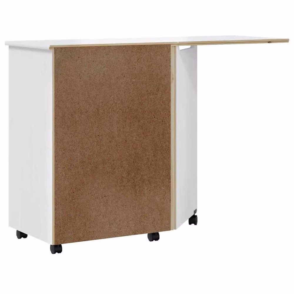 Berkfield Home Rolling Cabinet with Desk in White Solid Wood Pine – 2