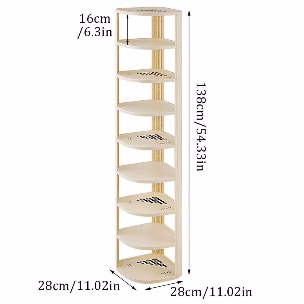 FORGEVIO 9 Tier Tall Shoe Rack Storage Shelf Unit in Beige, Width: 60 cm – 2