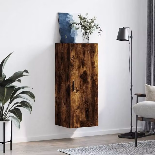 Berkfield Home Wall Mounted Smoked Oak Cabinet in Brown W/D/H: 34.5 x 34 x 90 cm – 1